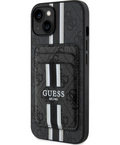 Guess 4G Stripes with wallet Magsafe Case Aizsargapvalks priekš iPhone 15 / melns Neoriģinālie Maciņi