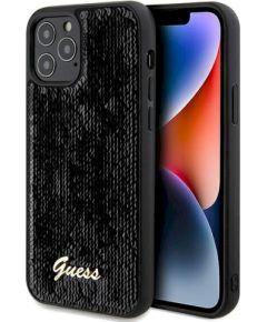 Guess GUHCP12MPSFDGSK Sequin Script Metal Защитный чехол для iPhone 12/12 Pro 6.1" / чёрный Чехлы - альтернативные