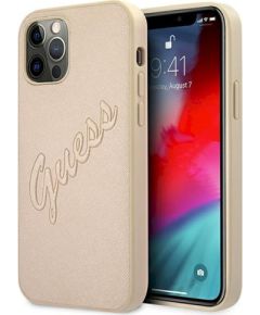 Guess GUHCP12MRSAVSLG Saffiano Vintage Script Защитный чехол для iPhone 12/12 Pro 6,1" / золотой Чехлы - альтернативные