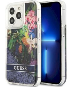 Guess GUHCP13LLFLSB Flower Liquid Glitter Hardcase Защитный чехол для iPhone 13 Pro / 13 6,1" / синий Чехлы - альтернативные