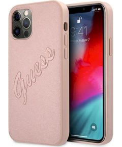 Guess GUHCP12LRSAVSRG Saffiano Vintage Script Защитный чехол для iPhone 12 Pro Max 6,7" / розовый Чехлы - альтернативные