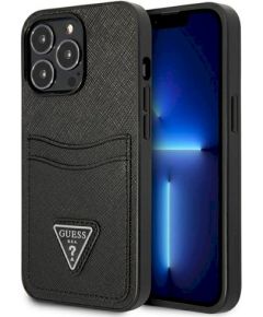 Guess GUHCP13LPSATPK Hardcase Saffiano Triangle Logo Cardslot Защитный чехол для iPhone 13 Pro / 13 6,1" / чёрный Чехлы - альтернативные