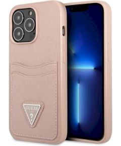 Guess GUHCP13LPSATPP Hardcase Saffiano Triangle Logo Cardslot Защитный чехол для iPhone 13 Pro / 13 6,1" / розовый Чехлы - альтернативные