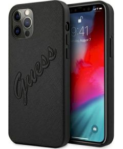 Guess GUHCP12LRSAVSBK Saffiano Vintage Script Защитный чехол для iPhone 12 Pro Max 6,7" / чёрный Чехлы - альтернативные