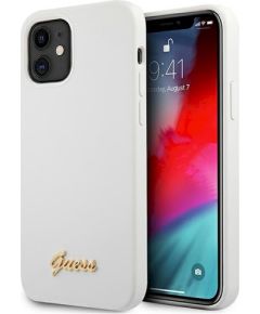 Guess GUHCP12SLSLMGWH Metal Logo Script Защитный чехол для iPhone 12 mini 5,4" / белый Чехлы - альтернативные