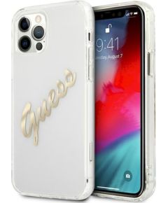 Guess GUHCP12MKTRSVGO Hardcase Vintage Script Gold Защитный чехол для iPhone 12/12 Pro 6,1" / прозрачный Чехлы - альтернативные