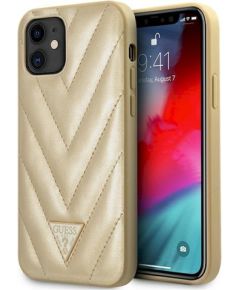 Guess GUHCP12SPUVQTMLBE V-Quilted Collection Защитный чехол для iPhone 12 mini 5,4" / золотой Чехлы - альтернативные