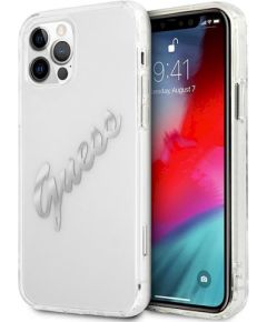 Guess GUHCP12MKTRSVSI Hardcase Vintage Script Защитный чехол для iPhone 12/12 Pro 6,1" / прозрачный серебристый Чехлы - альтернативные
