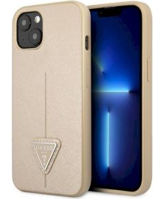 Guess GUHCP14MPSATLE Hardcase Saffiano Triangle Logo Защитный чехол для iPhone 14 Plus / 15 Plus 6.7" / бежевый Чехлы - альтернативные