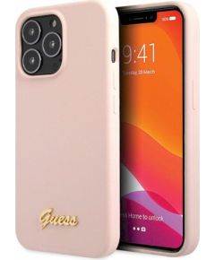 Guess GUHCP13XLSLMGLP Silicone Script Gold Log Защитный чехол для iPhone 13 Pro Max 6.7" / светло-розовый Чехлы - альтернативные