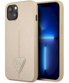 Guess GUHCP13SPSATLE Saffiano Triangle Logo Защитный чехол для iPhone 13 mini 5,4" / бежевый Чехлы - альтернативные