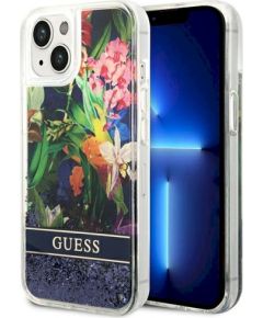 Guess GUHCP14MLFLSB Flower Liquid Glitter Hardcase Защитный чехол для iPhone 14 Plus/15 Plus 6.7" / синий Чехлы - альтернативные