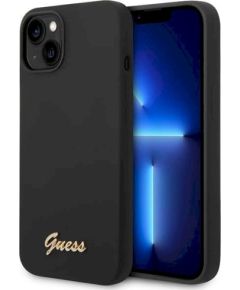 Guess GUHCP14MSLSMK Silicone Vintage Gold Logo Защитный чехол для iPhone 14 Plus / 15 Plus 6.7" / чёрный Чехлы - альтернативные