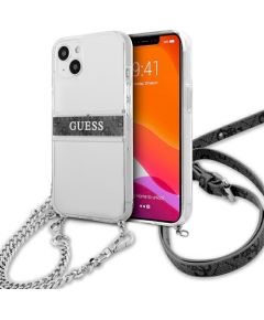 Guess GUHCP13SKC4GBSI Защитный чехол для iPhone 13 mini 5,4" transparent hardcase 4G grey strap silver chain Чехлы - альтернативные
