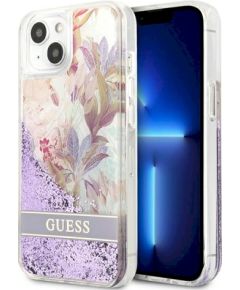 Guess GUHCP13SLFLSU Flower Liquid Glitter Hardcase Защитный чехол для iPhone 13 mini 5,4" / фиолетовый Чехлы - альтернативные