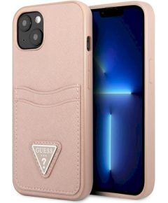 Guess GUHCP13SPSATPP Saffiano Triangle Logo Cardslot Защитный чехол для iPhone 13 mini 5,4" / розовый Чехлы - альтернативные