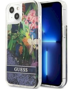 Guess GUHCP13SLFLSB Flower Liquid Glitter Hardcase Защитный чехол для iPhone 13 mini 5,4" / синий Чехлы - альтернативные