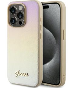 Guess GUHCP14LPSAIRSD Saffiano Iridescent Script Защитный чехол для iPhone 14 Pro 6.1" / золотой Чехлы - альтернативные