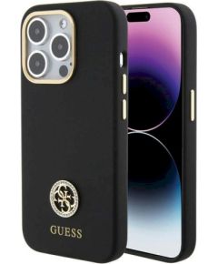Guess GUHCP15LM4DGPK Silicone Logo Strass 4G Защитный чехол для iPhone 15 Pro 6.1" / чёрный Чехлы - альтернативные
