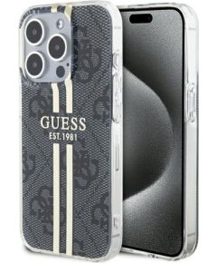 Guess GUHCP15LH4PSEGK Hardcase IML 4G Gold Stripe Защитный чехол для iPhone 15 Pro 6.1" / чёрный Чехлы - альтернативные