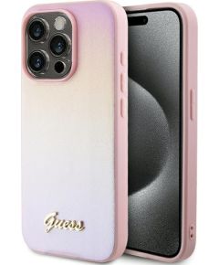 Guess GUHCP15LPSAIRSP Saffiano Iridescent Script Защитный чехол для iPhone 15 Pro 6.1" / розовый Чехлы - альтернативные