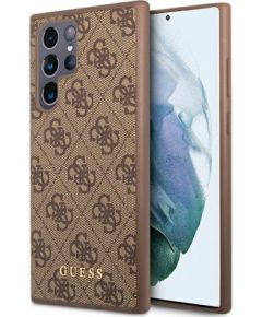 Guess GUHCS22LG4GFBR Hardcase 4G Metal Gold Logo Защитный чехол для Samsung Galaxy S22 Ultra S908 / коричневый Чехлы - альтернативные