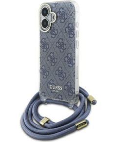 Guess GUHCP16SHC4SEB Crossbody Cord 4G Print Защитный чехол для iPhone 16 6.1" / синий Чехлы - альтернативные