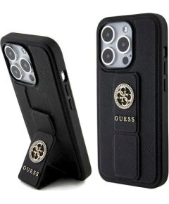 Guess GUHCP15XPGSSADK Grip Stand 4G Saffiano Strass Защитный чехол для iPhone 15 Pro Max 6.7" / чёрный Чехлы - альтернативные