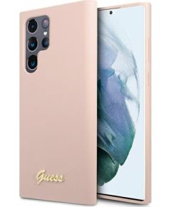 Guess GUHCS23LLSLMGPP Hardcase Silicone Script Metal Logo Защитный чехол для Samsung Galaxy S23 Ultra S918 / розовый Чехлы - альтернативные