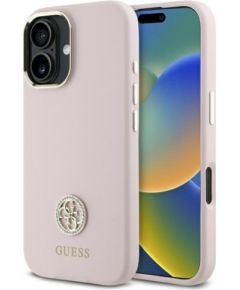 Guess GUHCP16SM4DGPP Silicone Logo Strass 4G Защитный чехол для iPhone 16 6.1" / розовый Чехлы - альтернативные