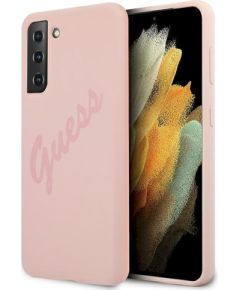 Guess GUHCS21MLSVSPI Script Vintage Hardcase Aizsargapvalks priekš Samsung Galaxy S21+ G996 / rozā Neoriģinālie Maciņi