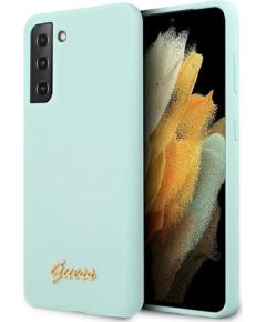 Guess GUHCS21MLSLMGLB Hardcase Silicone Script Metal Logo Aizsargapvalks priekš S21+ G996 / zils Neoriģinālie Maciņi