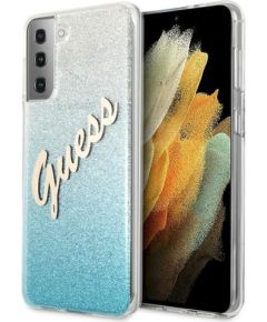 Guess GUHCS21MPCUGLSBL Hardcase Glitter Gradient Script Aizsargapvalks priekš Samsung Galaxy S21+ G996 / zils Neoriģinālie Maciņi
