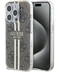 Guess GUHCP15LH4PSEGW Hardcase IML 4G Gold Stripe Защитный чехол для iPhone 15 Pro 6.1" / коричневый Чехлы - альтернативные