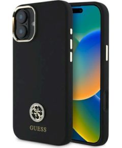 Guess GUHCP16SM4DGPK Silicone Logo Strass 4G Защитный чехол для iPhone 16 6.1" / чёрный Чехлы - альтернативные