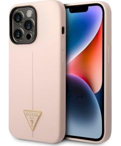 Guess GUHCP14XSLTGP Silicone Triangle Защитный чехол для iPhone 14 Pro Max 6,7" / розовый Чехлы - альтернативные