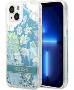 Guess GUHCP14SLFLSN Hardcase Flower Liquid Glitter Защитный чехол для iPhone 14 / 15 / 13 6.1" / зелёный Чехлы - альтернативные