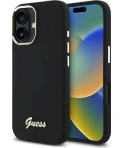 Guess GUHCP16MSMBSLK Silicone Script Metal Logo & Frame Защитный чехол для iPhone 16 Plus 6.7" / чёрный Чехлы - альтернативные