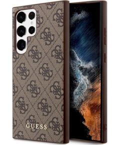 Guess GUHCS23LG4GFBR Hardcase 4G Metal Gold Logo Защитный чехол для Samsung Galaxy S23 Ultra S918 / коричневый Чехлы - альтернативные