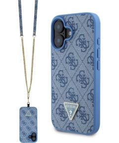 Guess GUHCP16SP4TDSCPB Leather Metal Logo Strass Crossbody Защитный чехол для iPhone 16 6.1" / синий Чехлы - альтернативные