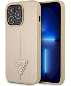 Guess GUHCP14XPSATLE Saffiano Triangle Logo Защитный чехол для iPhone 14 Pro Max 6,7" / бежевый Чехлы - альтернативные