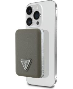 Guess Grained Triangle Uzlādes akumulators 5000mAh 15W USB-C MagSafe Inductive / brūns Power Banks
