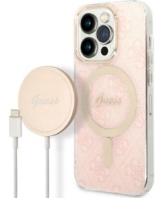 Guess Set GUBPP14LH4EACSP Защитный чехол и зарядное устройство для iPhone 14 Pro 6,1" / розовый Чехлы - альтернативные