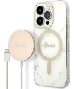 Guess Set GUBPP14LHMEACSH Защитный чехол с зарядным устройством для iPhone 14 Pro 6,1" / белый Чехлы - альтернативные