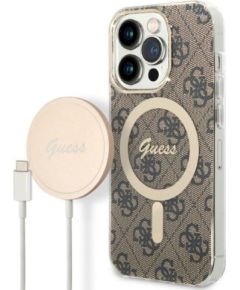 Guess Set GUBPP14XH4EACSW Защитный чехол + Зарядное устройство для iPhone 14 Pro Max 6,7" / коричневый Чехлы - альтернативные