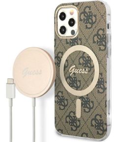Guess Set GUBPP12MH4EACSW Case+ Charger Защитный чехол для iPhone 12/12 Pro / коричневый hard case 4G Print MagSafe Чехлы - альтернативные