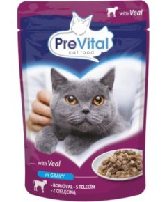 PREVITAL Veal in gravy - wet cat food - 100g Kaķu konservi