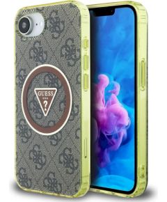 Case Guess IML Metal Glitter 4G Circle Triangle MagSafe Защитный чехол для iPhone 16e / 17e / коричневый Чехлы - альтернативные