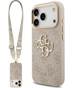 Guess 4G Big 4G Classic Logo Big Strap Metal Buttons Case Защитный чехол для iPhone 17 Pro / розовый Чехлы - альтернативные
