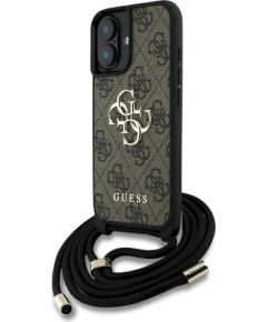 Guess 4G Big Logo Cord Stap Crossbody Защитный чехол для iPhone 16 Plus / коричневый Чехлы - альтернативные